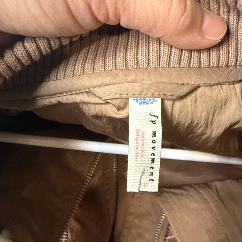 FP Movement by Free People Rust Brown Bomber Jacket with Pink Contrast Stitching - Picture 4 of 11